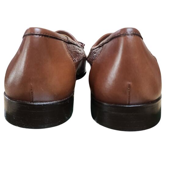 Zelli Saddle Brown Ostrich Leather Italian Made Tassel Loafers Shoes NEW 9 - Picture 5 of 8